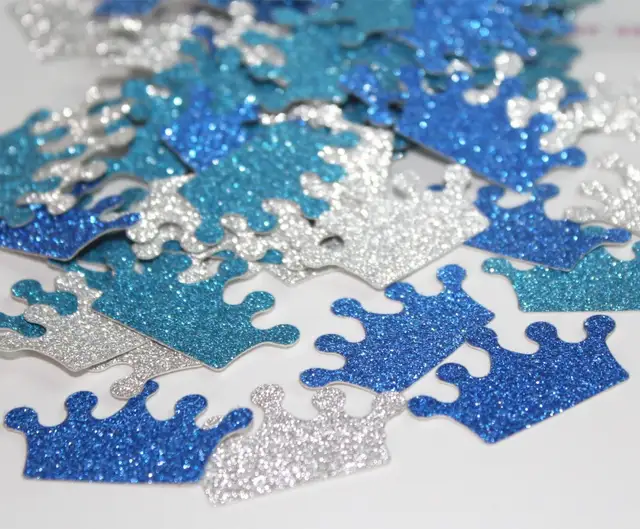 150 Royal Blue Silver Prince Tiara Crown Confetti Baby Boy Shower
