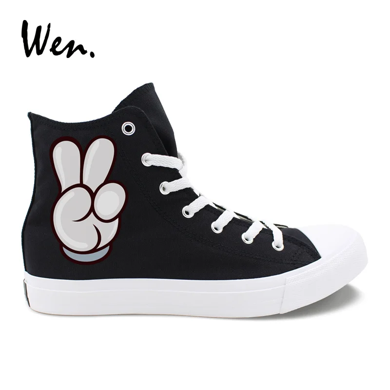 ون تصميم اليد فتات الثناء و النصر أسود حذاء قماش الكبار عالية أعلى الأبيض النساء سكيت حذاء رياضة مريح عشاق الأحذية