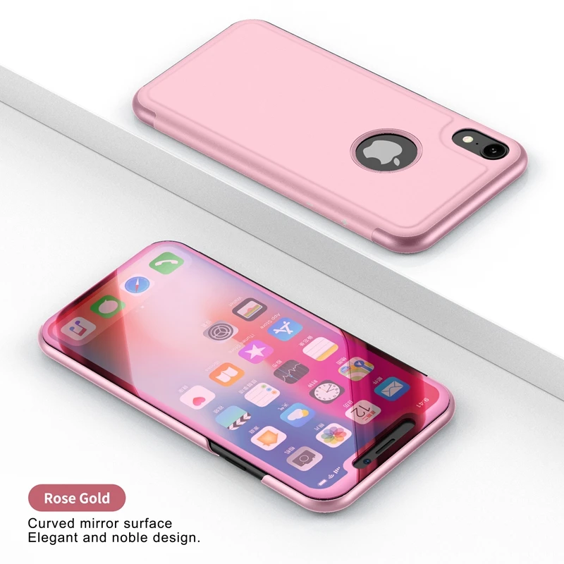 

Clear View Smart Mirror Phone Case For iphone XR XS Max X 8 7 6 6s Plus Cases Fashion Flip Stand Leather Cover