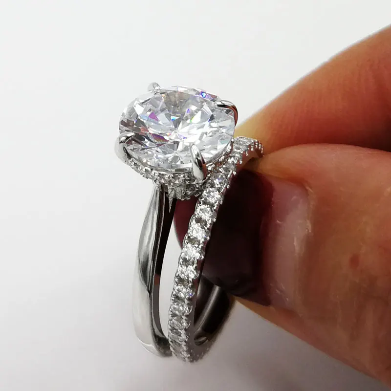 COLORFISH классический 4ct круглой огранки Помолвочное с солитёром Кольцо Настоящее 925