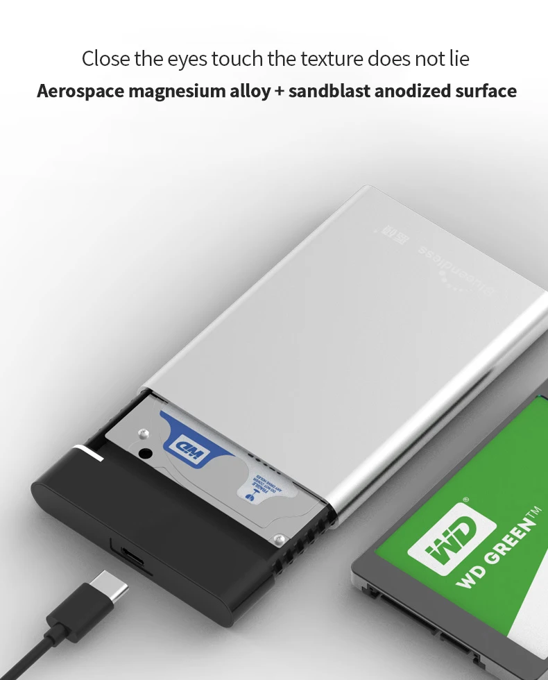 2.5'' hdd enclosure sata external hard disk case USB micro B 3.0Type C 3.1 hard disco aluminum cover case for 7mm9.5mm hdd ssd (8)