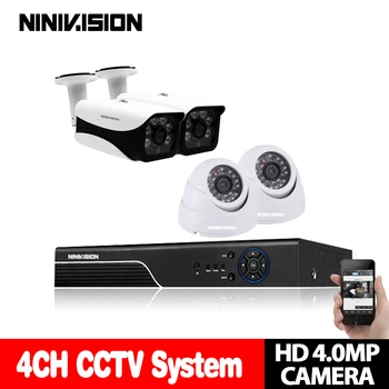 

4CH CCTV System 4K DVR NVR With 4Pcs 4MP AHD Camera In / Outdoor Night Vision Waterproof Security Camera Surveillance System set