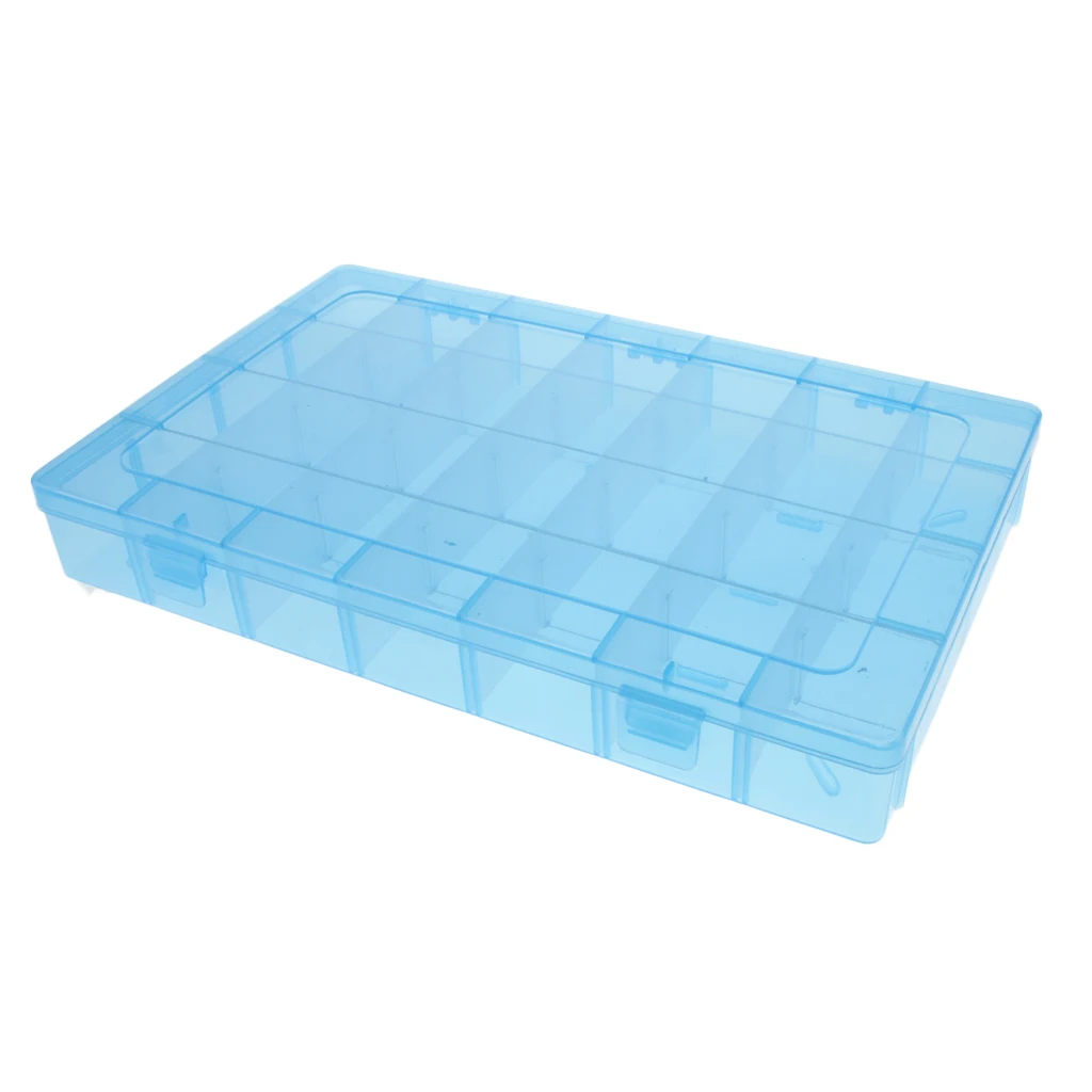 Plastic Storage Box Adjustable Dividers Bead Jewelry Case Carfts Hair Bands Storage Home Organizer & 28 Small Grids 34×21.5×5cm