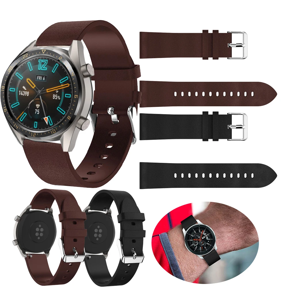 

22mm watch bands for Huawei Watch gt strap/For Honor Magic/galaxy watch 46mm strap Leather belt smart watch replace wristband