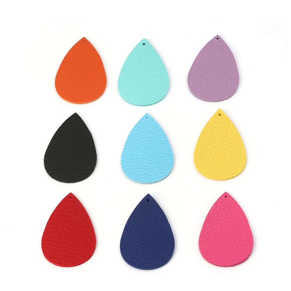 

Doreen Box PU Leather Pendants Water-Drop Shaped Vintage Colorful Trendy Pendants For Unisex 56mm(2 2/8") x 38mm(1 4/8"), 20 PCs