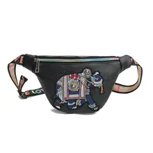 Женская поясная сумка с вышивкой слона, дорожная поясная сумка из искусственной кожи