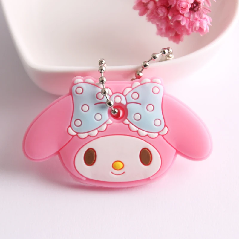 Cartoon Anime Cute Key Cover Cap Silicone Mickey Stitch Bear Keychain Women Gift Owl Porte Clef Minne Key Chain - Цвет: Photo Color20