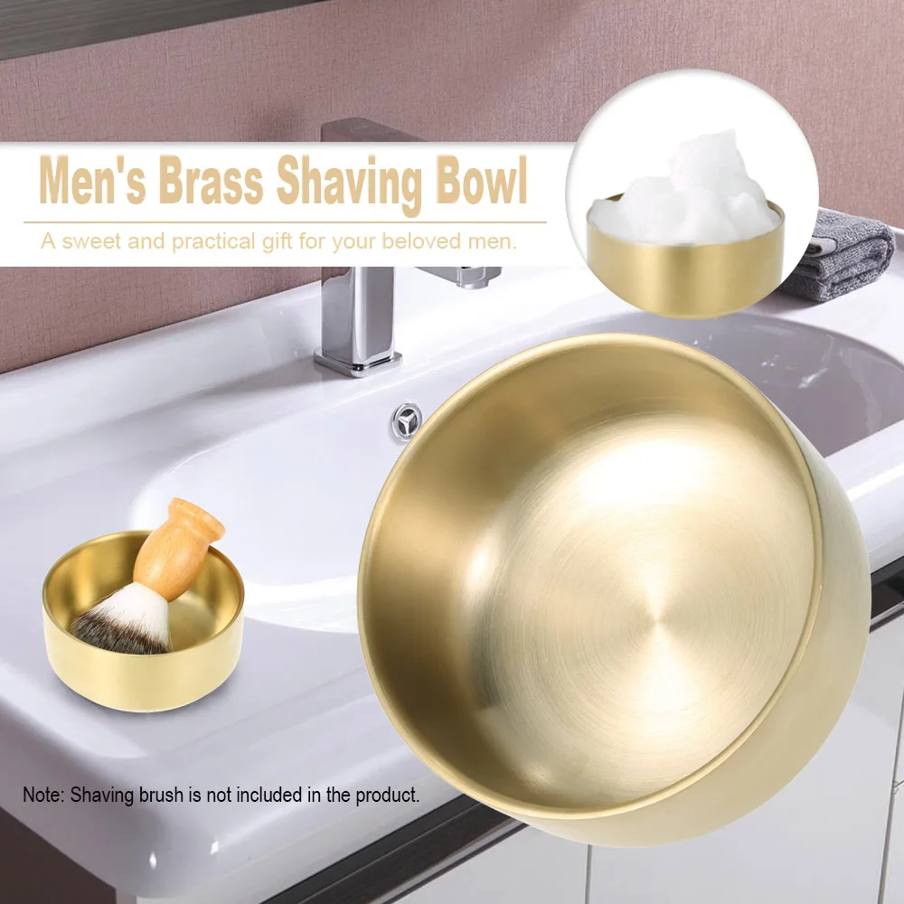 Abody Men's Metal Shaving Bowl Barber With Gold Brass Soap Mug Cup Face Cleaning Soap Bowl for Razor Shaving Brush