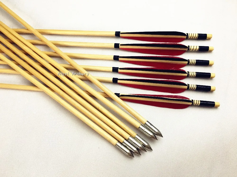 12PCS Traditional Hunting Wooden Arrow 11/32 Cedar Wood Arrows Archery