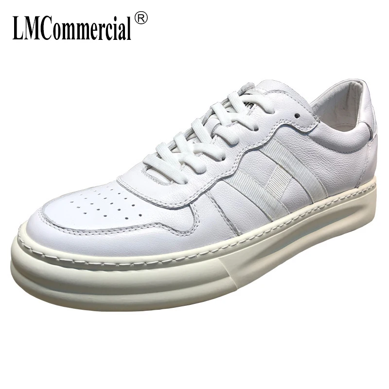

European station Genuine Leather white shoes men spring summer breathable designer sneakers fashion mens casual shoes cowhide
