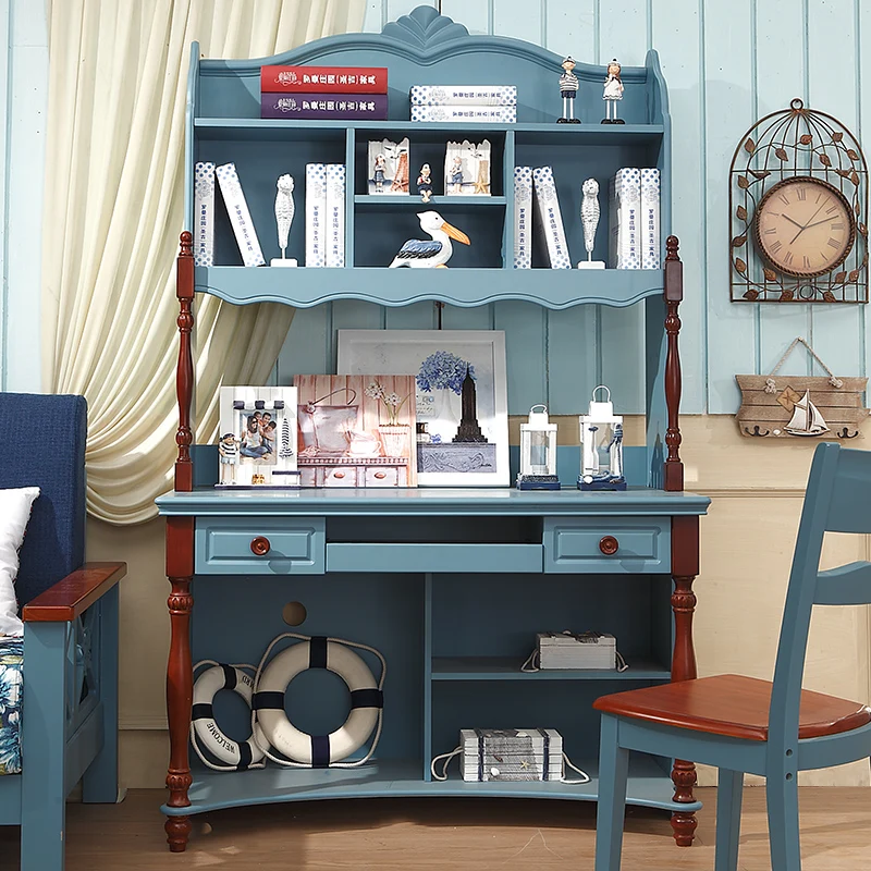 Wood Computer Desk Combination Bookcase Student Study Table