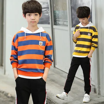 

Children's Sets boys clothes boy's two pieces sets long sleeve kids clothes hooded+pant 120-160cm cotton children clothing set