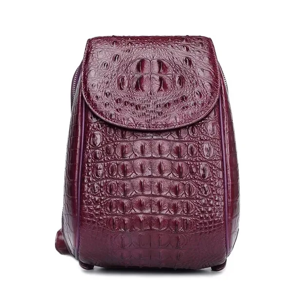 Повседневный дизайнерский женский маленький красный рюкзак из натуральной крокодиловой кожи мужская сумка из экзотической натуральной кожи аллигатора женский рюкзак для путешествий женская сумка