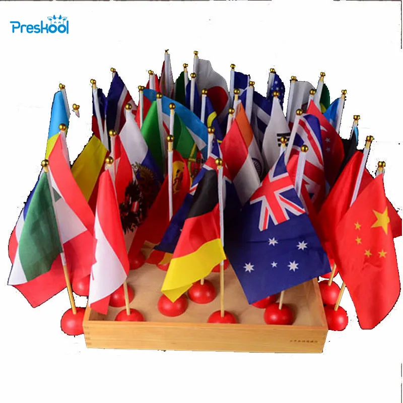 Preschool Teaching Aids Montessori Toy National Flags of 36 Countries 
