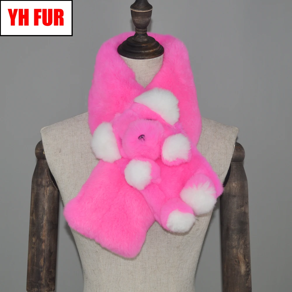 

2019 Child Real Rex Rabbit Fur Scarf 100% Rex Rabbit Fur Worm And Soft Neckerchief Children Lovely Rex Rabbit Fur Ring Scarves