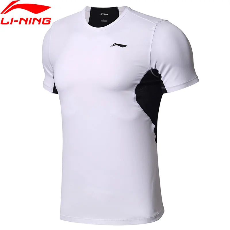 Li-Ning мужские футболки для тренировок, для спортзала, для сухой, 88% нейлон, 12% спандекс, облегающие, с дышащей подкладкой, спортивные футболки, топы ATSN037 MTS2783