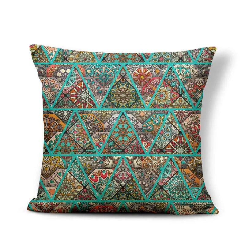 Vintage Datura Cushion Pillow Geometry Lotus Polygonal Buddhism Cover Pillows Decorativa Throw Pillow Covers 45X45 Burlap Lovely - Цвет: 20