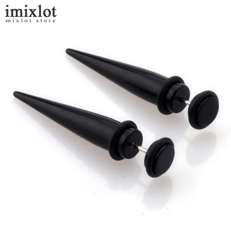 

Imixlot 2Pcs Fashion Stud Earrings Rivet Spike Stainless Steel Helix Fake Piercing Ear Plugs Cartilage Traugs Piercing 8 Colors