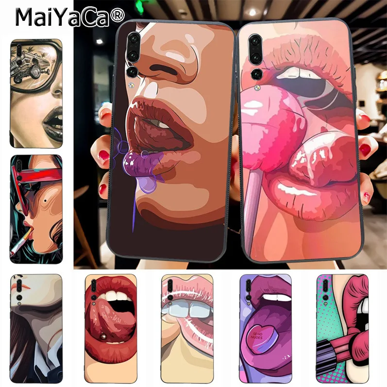 

Maiyaca sexy lips Originalblack tpu Phone case cover for Huawei Honor 9 Honor 10 P20 case Coque