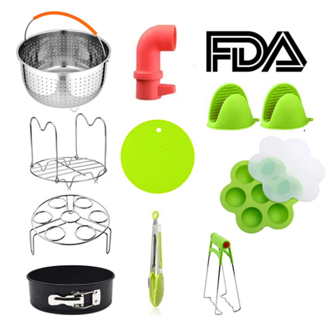 

10pcs Accessories for Instant Pot, Pressure Cooker Accessories for Ninja Foodi, Include Steamer Basket, Egg Steamer Rack