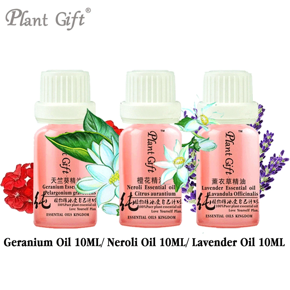 

100% Pure Plant Essential Oils French Imports Geranium / Neroli / Lavender Oil 10ml Hemostasis Antibacterial Antiphlogistic SET