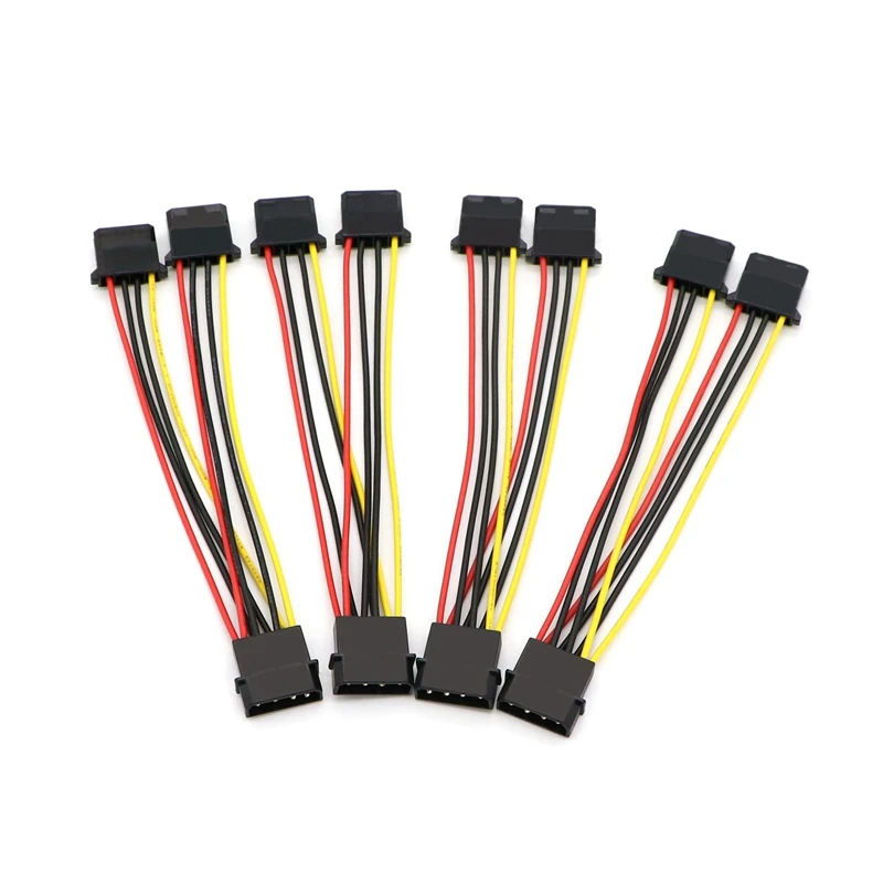 10 шт./лот 20 см Molex 4Pin штекер 2х Женский Y-Splitter адаптер питания кабель