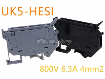 

10PCS UK5-HESI UK5RD 4mm2 DIN Rail Screw Clamp Fuse Terminal Blocks Connector
