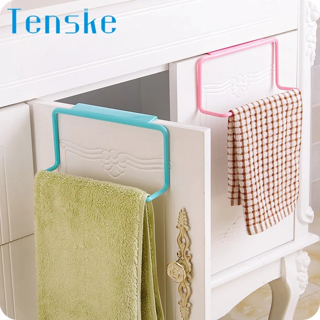 Special Offers Kitchen Storage Organizer TENSKE Towel Rack Hanging Holder Organizer Bathroom Kitchen Cabinet Cupboard Hanger 1PC 10