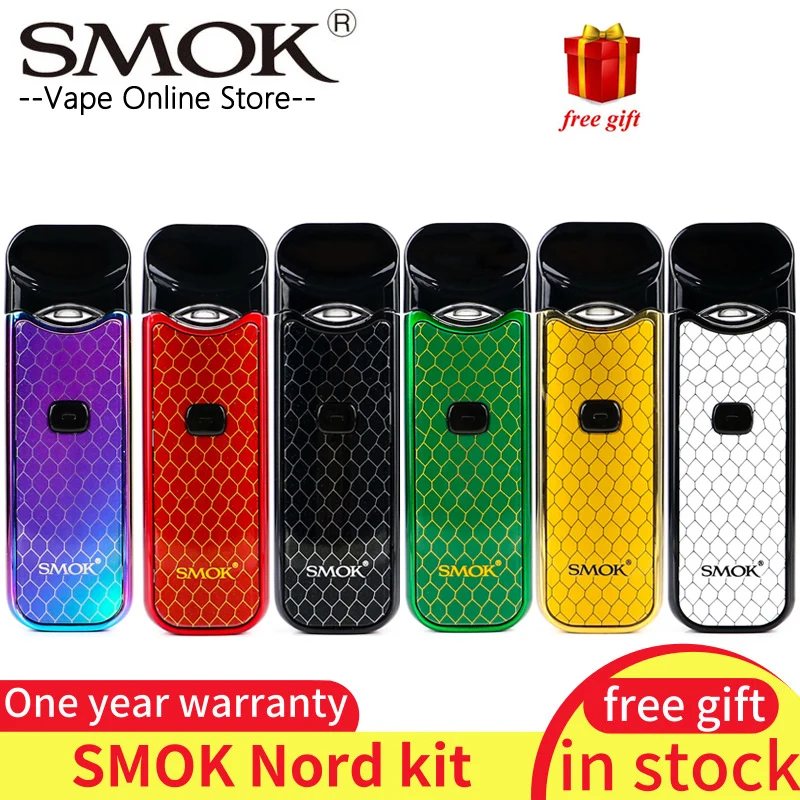 Новейший Smok Nord комплект электронной сигареты pod vape с аккумулятором 1100 мАч и 3 мл