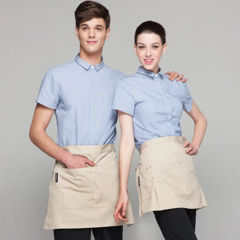 Download (20 get 20% off, 10 get apron)Man/woman short sleeve coffee shop restaurant hote waiter shirt ...