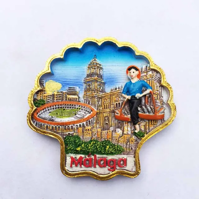 Malaga tourist souvenirs of Malaga, Spain, paste refrigerator with hand gift promotion