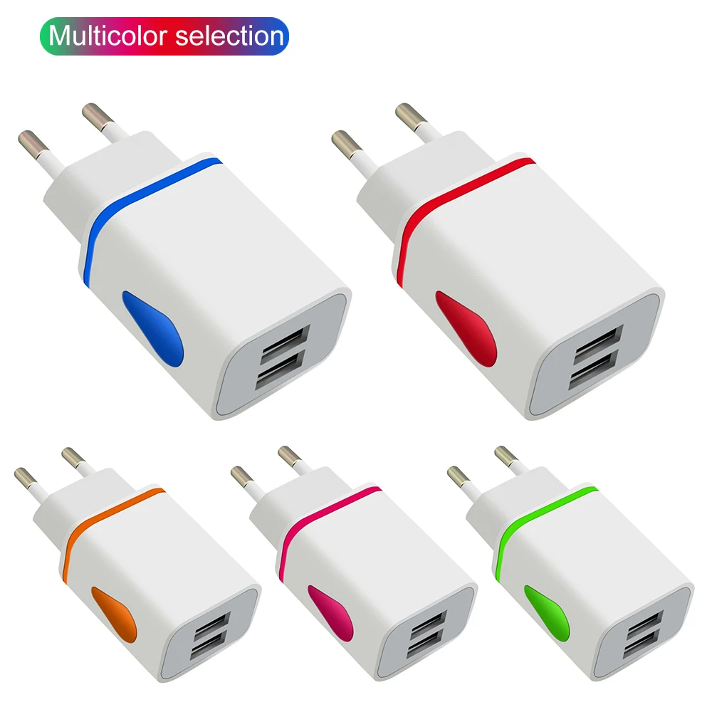 5V/2.1A Luminous 2USB Hub USB Fast Charger for Iphone Samsung Xiomi Huawei Charge EU plug Adapter Tablet power connector