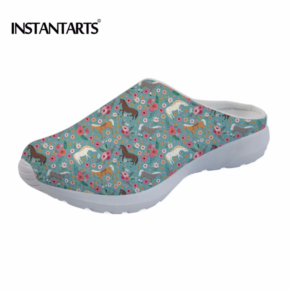 

INSTANTARTS Women Summer Shoes Beach Sandals Women Hollow Floral Slippers Flip Flops Animal Horse Flower Women Light Sandalias