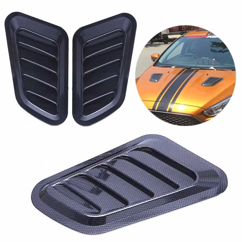 1 Pair Universal Car Sticker ABS Decorative Air Flow Intake Bonnet Vent Cover Hood New  10166