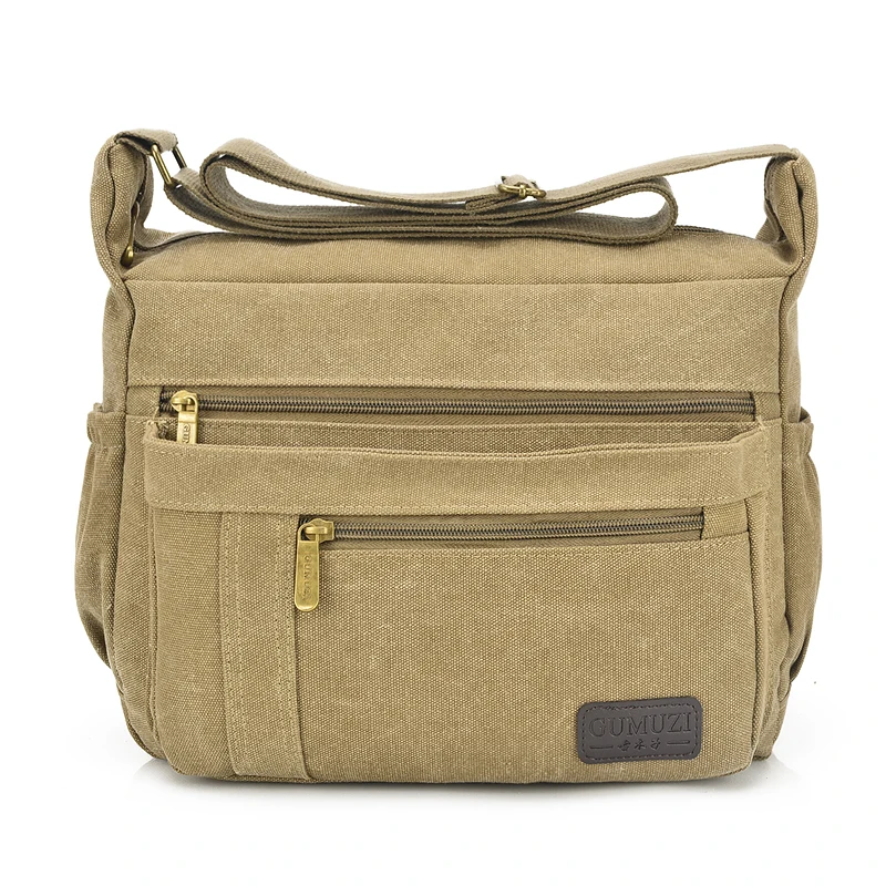 Brand 16OZ Thick Canvas Casual Cross Body Shoulder Bag Men's Messenger