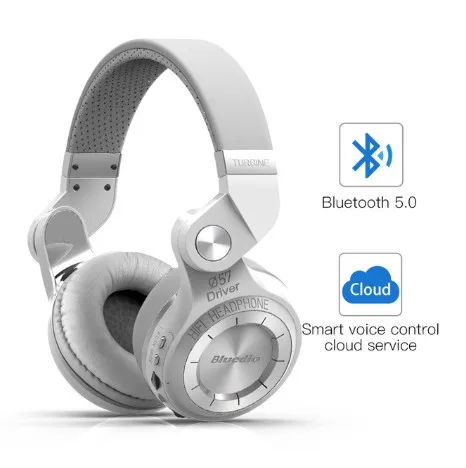 Новые Bluedio T2+ модные Складные Bluetooth наушники стерео наушники Поддержка FM радио и SD игровая гарнитура для IOS Android - Цвет: BT5.0 White