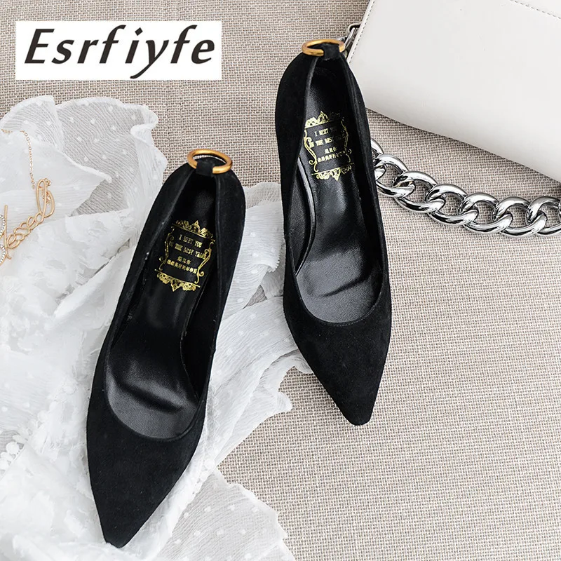 

ESRFIYFE 2019 New Thin High Heels Shoes Woman Genuine Leather Women Pumps Pointed Toe Spring Summer Sexy Party Dress Shoes