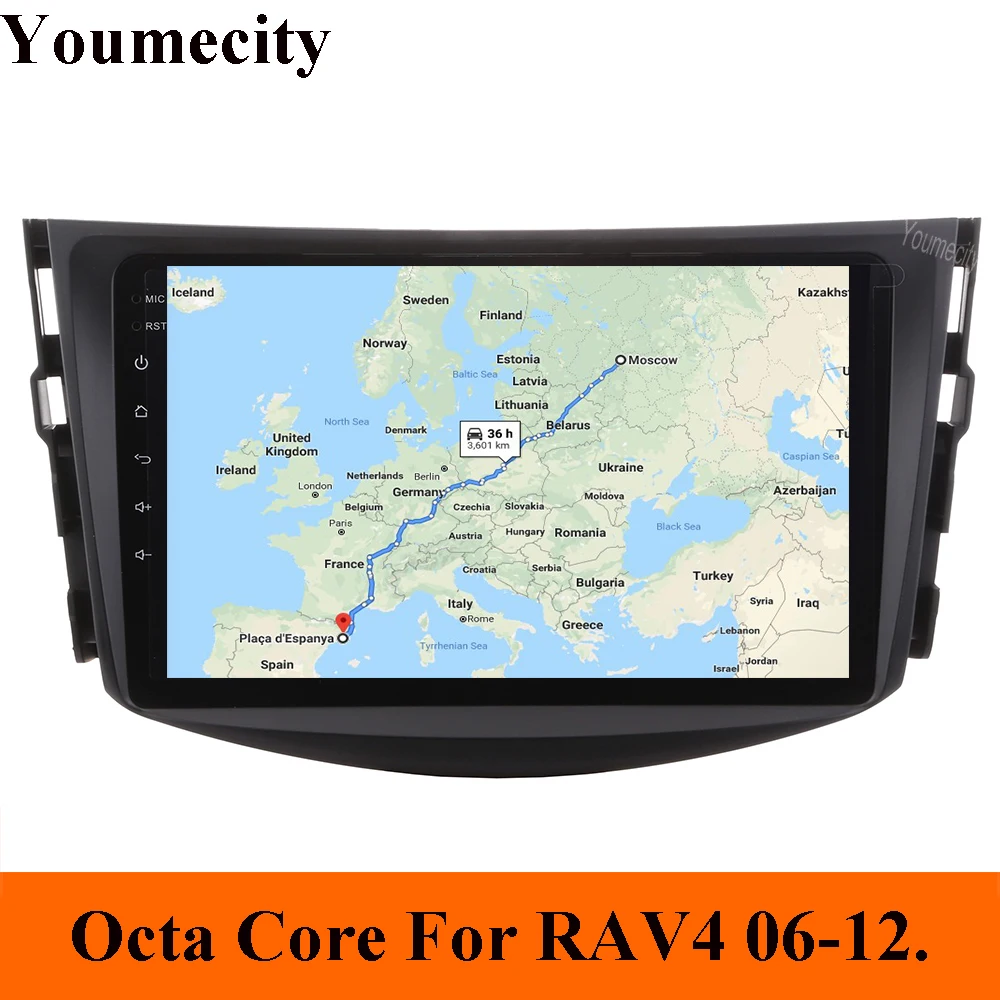 Автомобильный dvd-плеер Youmecity Android 9,0 для Toyota RAV4 Rav 4 2007 2008 2009 2010 2011 2 din 1024*600 gps навигация wifi Восьмиядерный