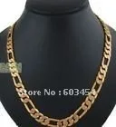 

Wholesale Cheap Yellow 18KGP chain men's necklace / Free Shiping 1Pcs