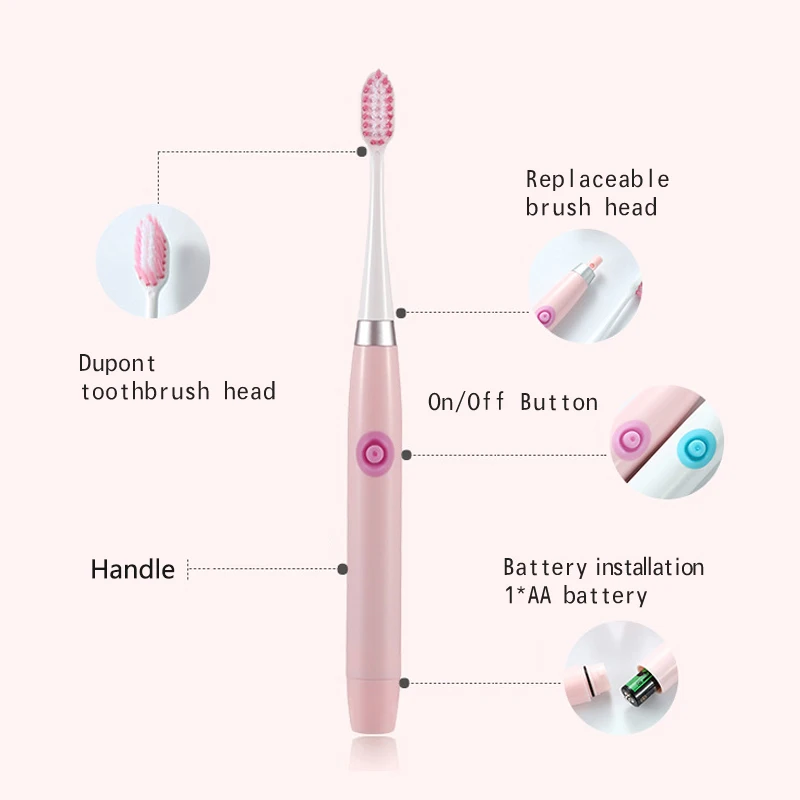 Электрическая зубная щетка на батарейках Водонепроницаемая Мягкая зубная щетка с заменой мужских Т-образных головок для мужчин и женщин Здоровье Уход за зубами гигиена полости рта