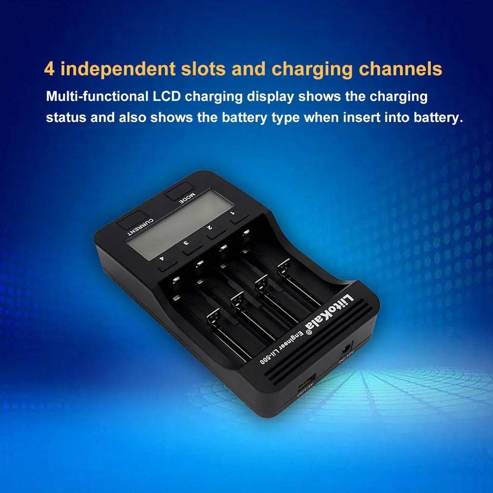 Lii-500 18650 зарядное устройство с ЖК-дисплеем 26650 21700 14500 10440 4 слота NiMH Li-Ion умное Универсальное зарядное устройство