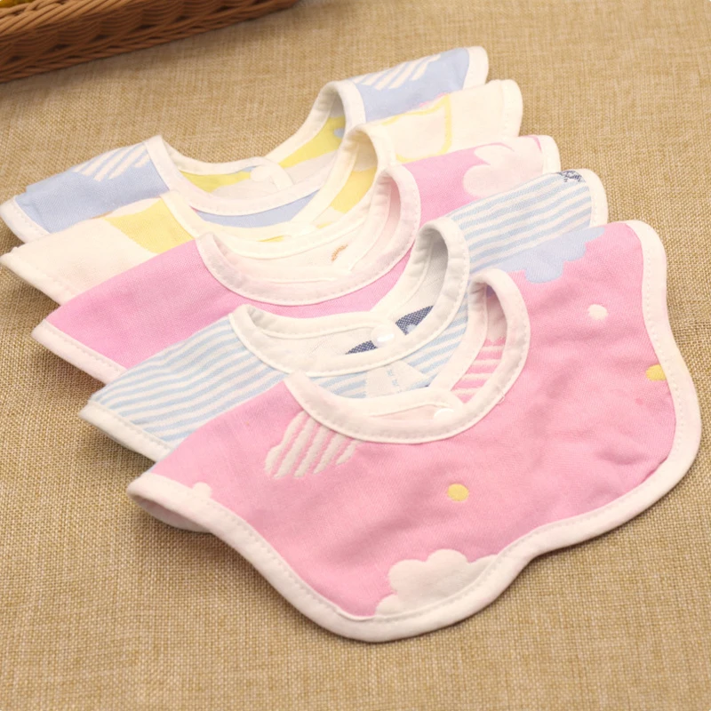 

Baby Bib Infant Burp Cloths Feeding Four Layers of Gauze Jacquard Bib Petals Rotating 360 Cute Baby Bib 0-3T
