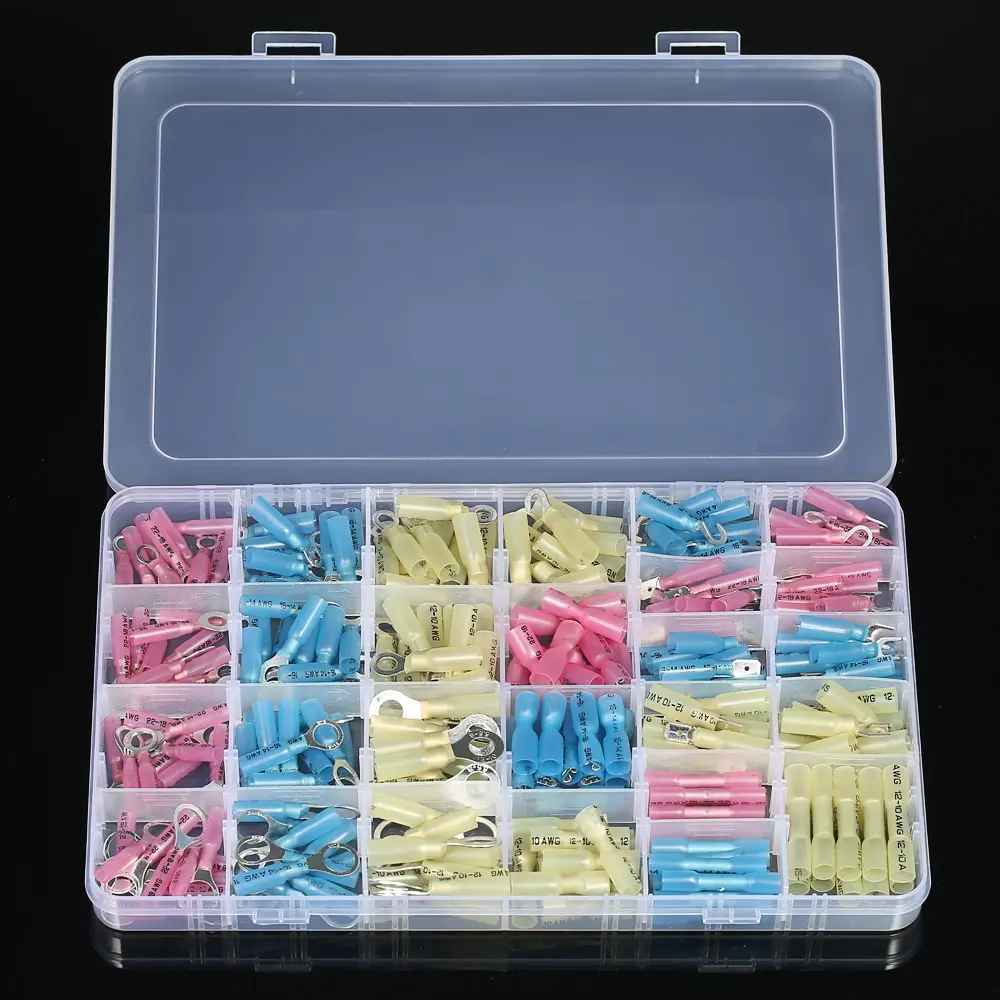 

270PCS 9 Kinds Heat Shrinkable Wire Connector Assorted Terminals Kit Electrical Insulated Crimp Marine Automotive Terminals