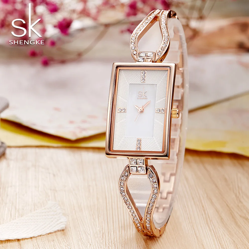 

Shengke Watch Women's Fashion Diamond Wrist Watches Top Luxury Brand Square Ladies Elegant New Quartz Clock Women Watches 2018