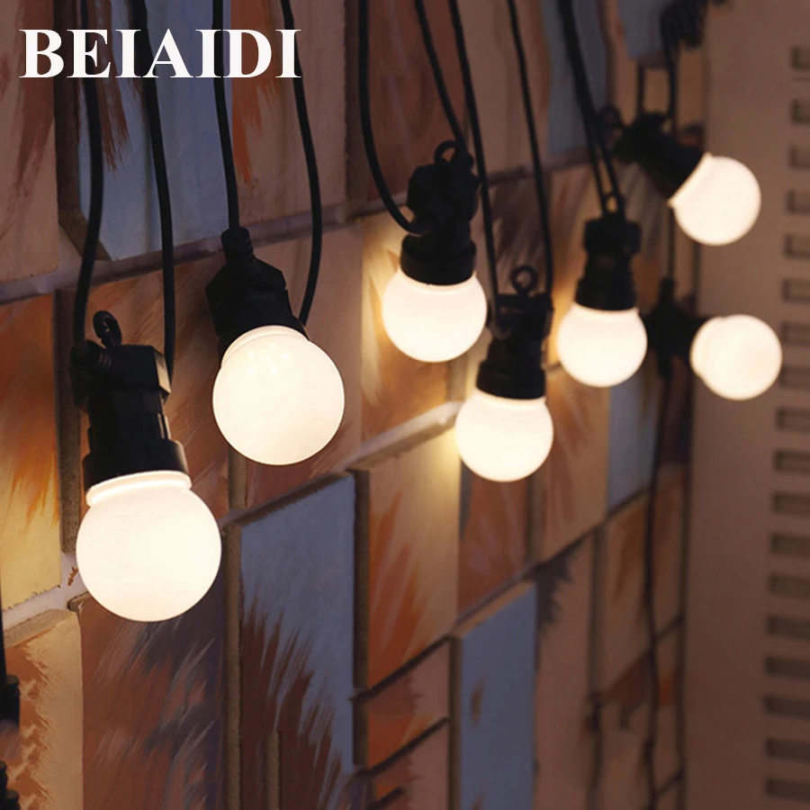 

BEIAIDI Waterproof G50 Milky Globe Ball Fairy String Light 10/20pcs Leds Warm String Garland For Christmas Wedding Garden Party