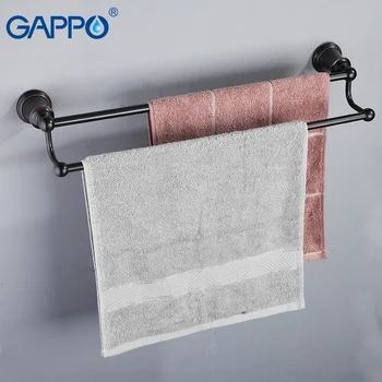 

GAPPO Tower Bars double rail Bath towel hangers brass bathroom towel holders Bathroom Hardware black wall mounted Towel Bars