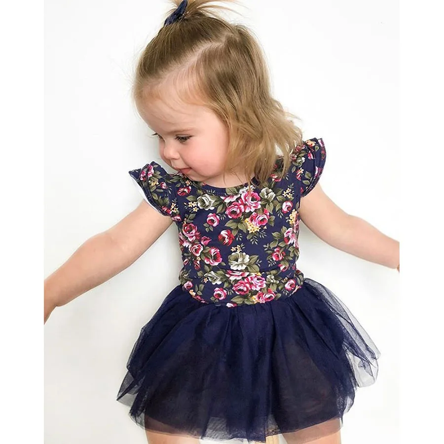 1-4Y Princess Girls Dress Baby Clothes Kids Dresses For Baby Girl Dress Summer Lace Floral Infant Girls Clothes With Headband (2)