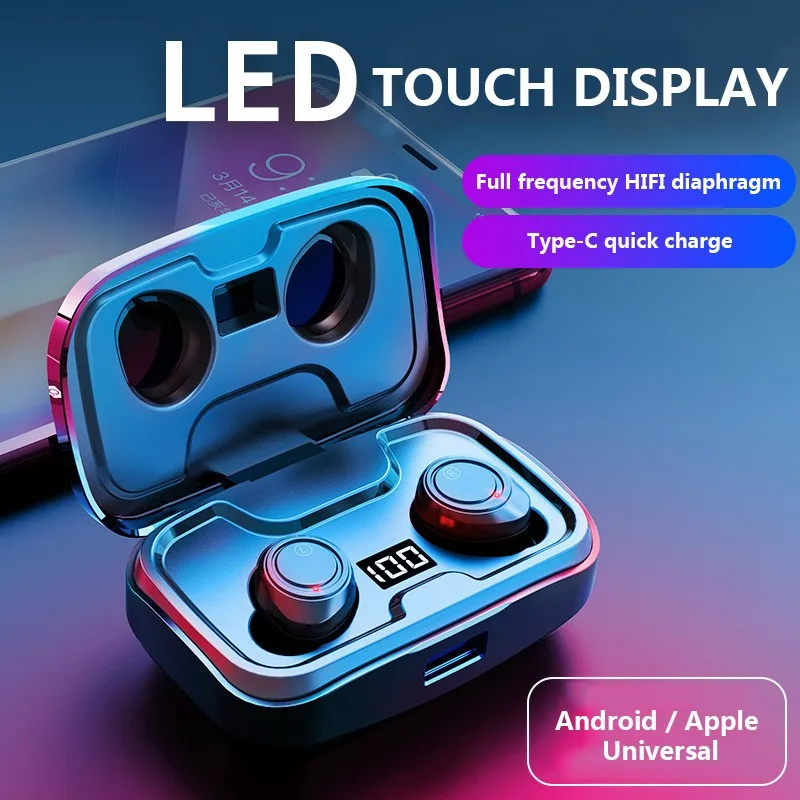 

TWS-X10 Sport Wireless Bluetooth earphone Stereo Handsfree Headset IPX7 Waterproof 3500mAh Charging box for phone Noise control