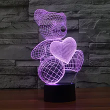 [Семь Neon] Медведь Сердце акрил 7 Цвета Изменение Настольная лампа 3D светодиодный светильник ночник сокол Тысячелетия свет