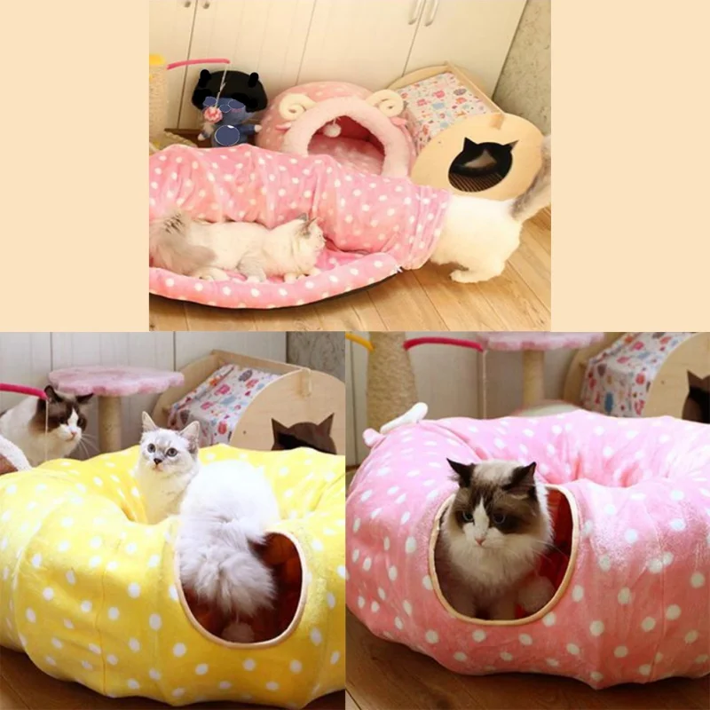 Pet Tunnel Cat Beds House and Sleep with Ball Cat Play Tunnel Funny Cat